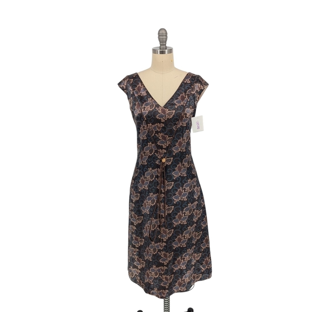 01582 Anthropologie Lauren Moffatt Paisley Dress Brown Size 4 western rustic